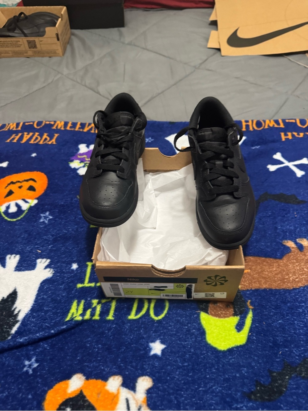 Nike dunk low Kids' All-Black Low-Top Sneakers